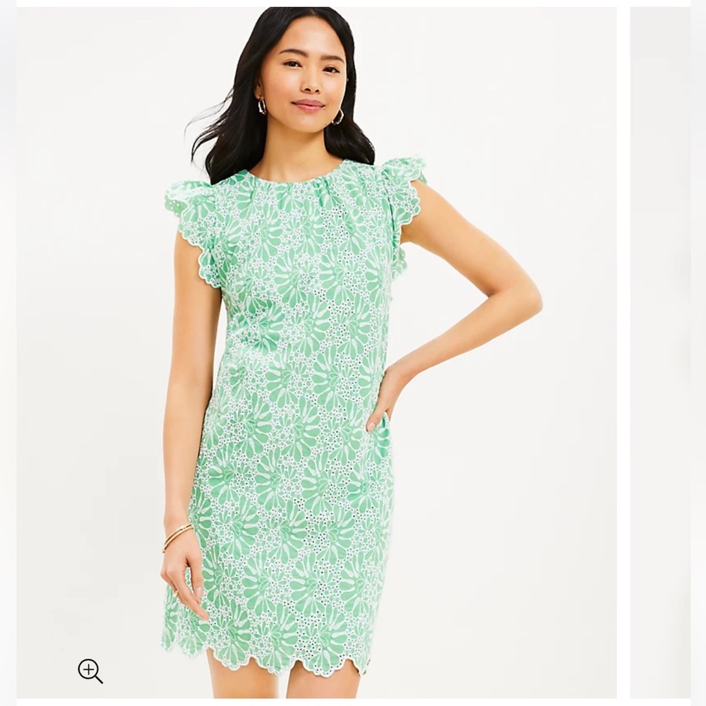 LOFT NWT❗️Eyelet Flutter Sleeve Shift Dress